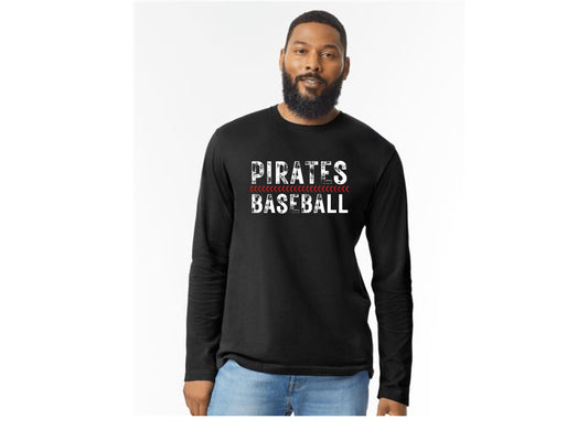 UNISEX LONG SLEEVE PIRATE BASEBALL SHIRT SEAM