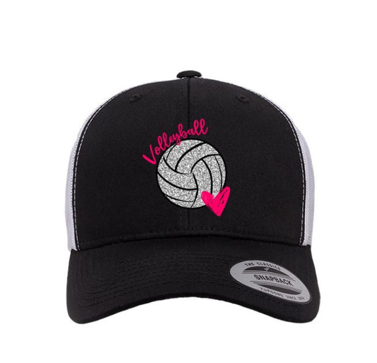 VOLLEYBALL BLACK CURVED ADJUSTABLE HAT