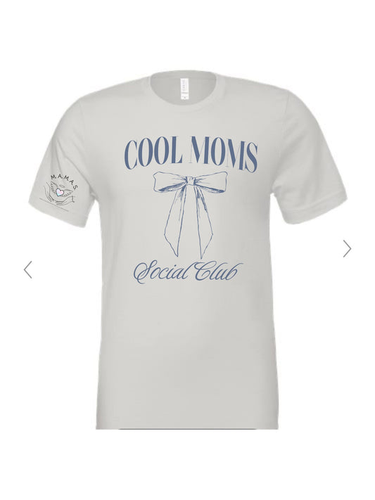COOL MOMS SOCIAL CLUB, SILVER SHORT SLEEVE SHIRT