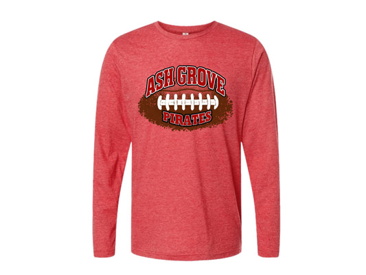ASH GROVE PIRATES FOOTBALL HEATHER RED LONG SLEEVE