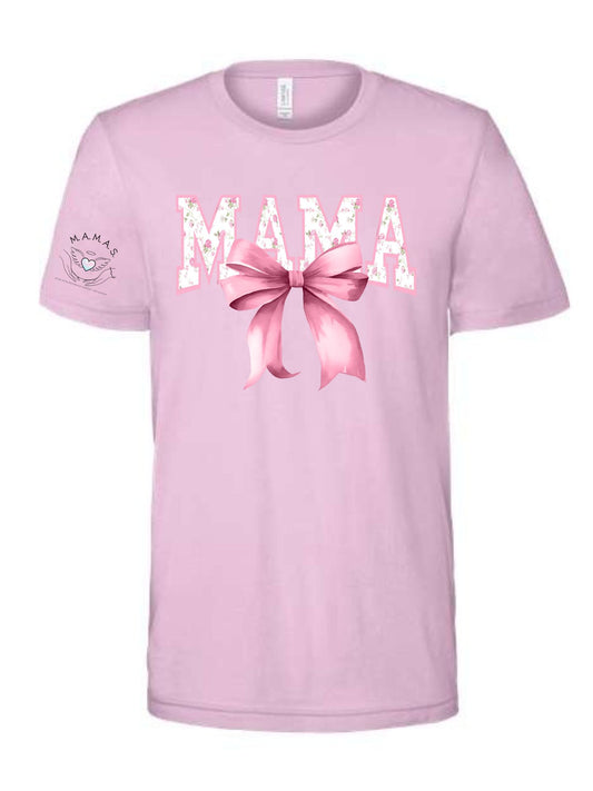 MAMA PINK BOW, LILAC SHORT SLEEVE SHIRT