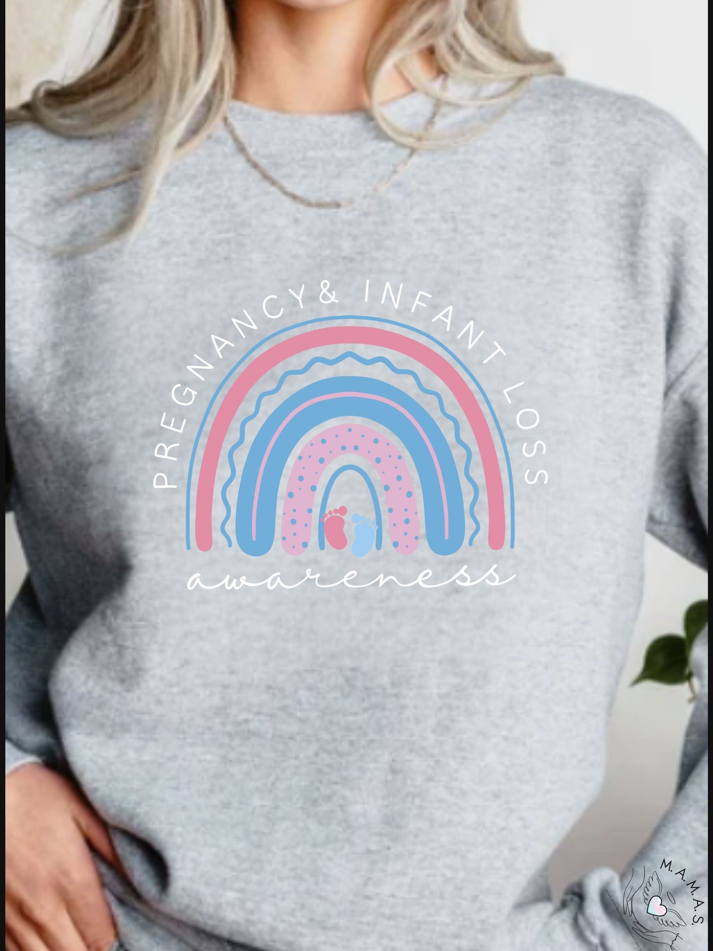 MISCARRIAGE AWARENESS, SHIRT HEATHER LIGHT PURPLE OR SWEATSHIRT LIGHT GREY