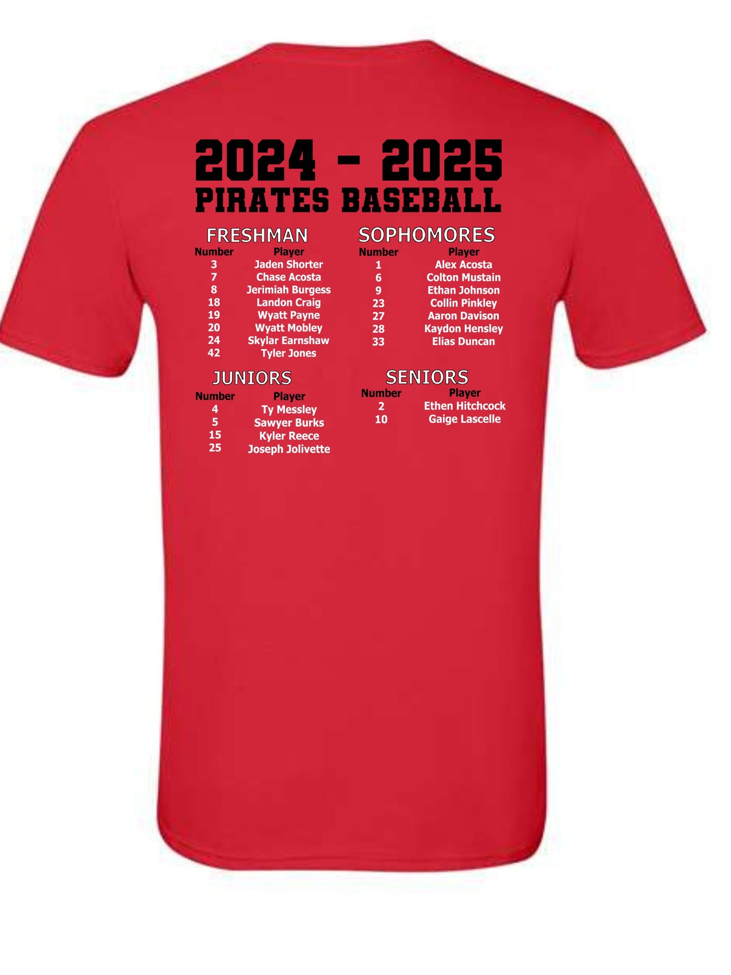ADD ON -BASEBALL ROSTER FOR 2024-2025 TO ANY ITEM