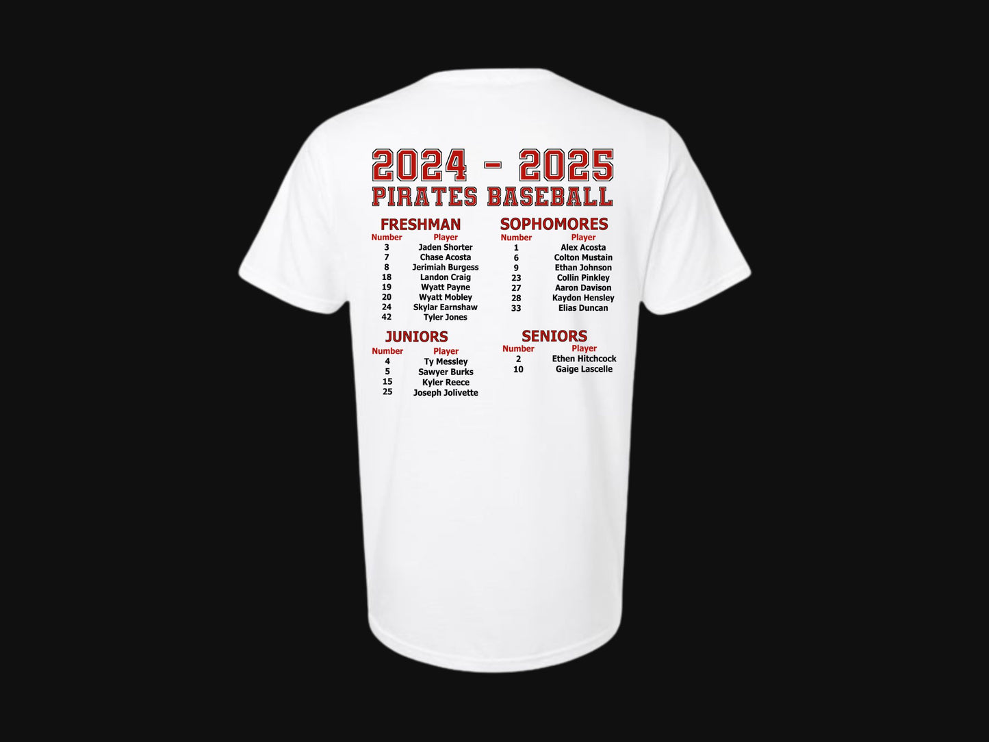 ADD ON -BASEBALL ROSTER FOR 2024-2025 TO ANY ITEM