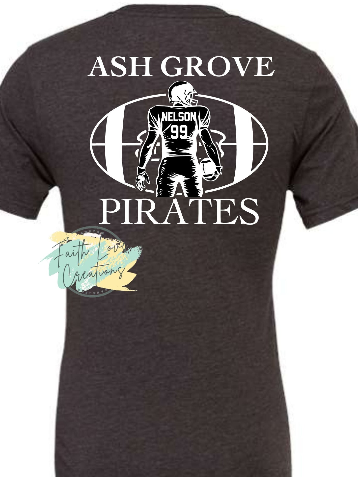 Ash Grove Pirates custom 1 football players - front football mom