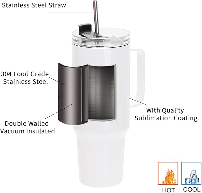 HUNTING - DEER - BORN TO HUNT FORCED TO WORK 40 OZ TUMBLER WITH HANDLE AND STRAW