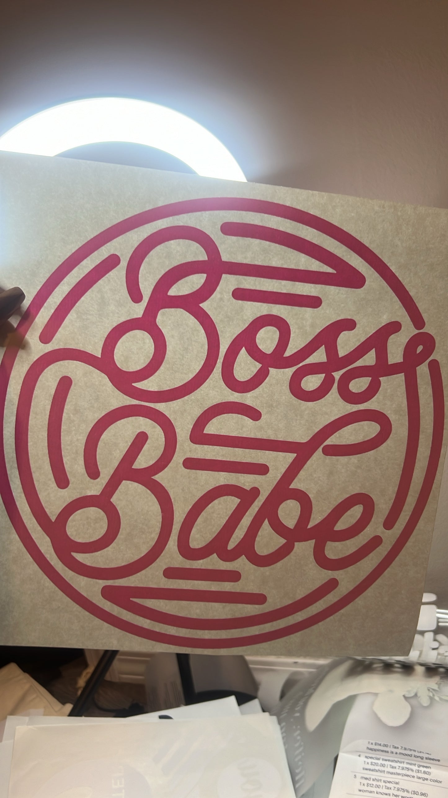 Pink Screen Print transfer. Boss babe