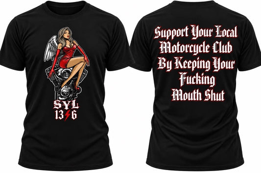 SYL 13/6 KEEPING YOUR MOUTH SHUT BLACK SHIRT