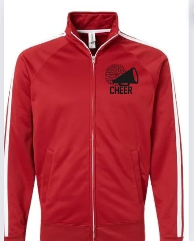 Embroidered red jacket cheer with back coach