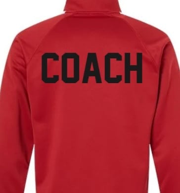 Embroidered red jacket cheer with back coach