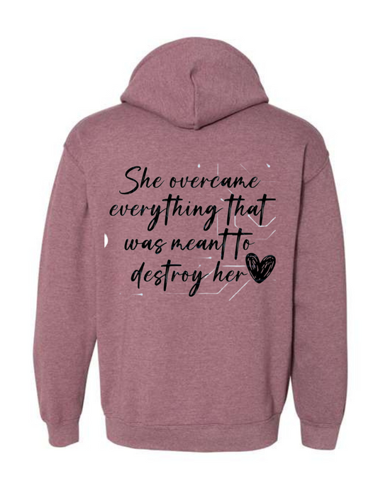 powHERful pocket design - back she overcame everything HOODIE