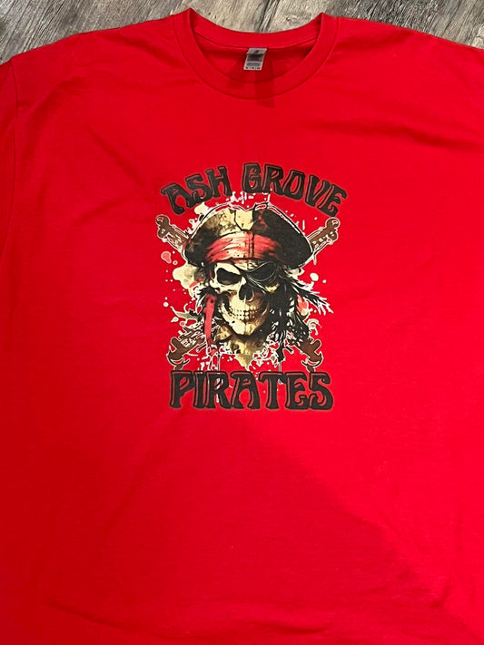 Skull Ash Grove Pirates Red short sleeve shirt