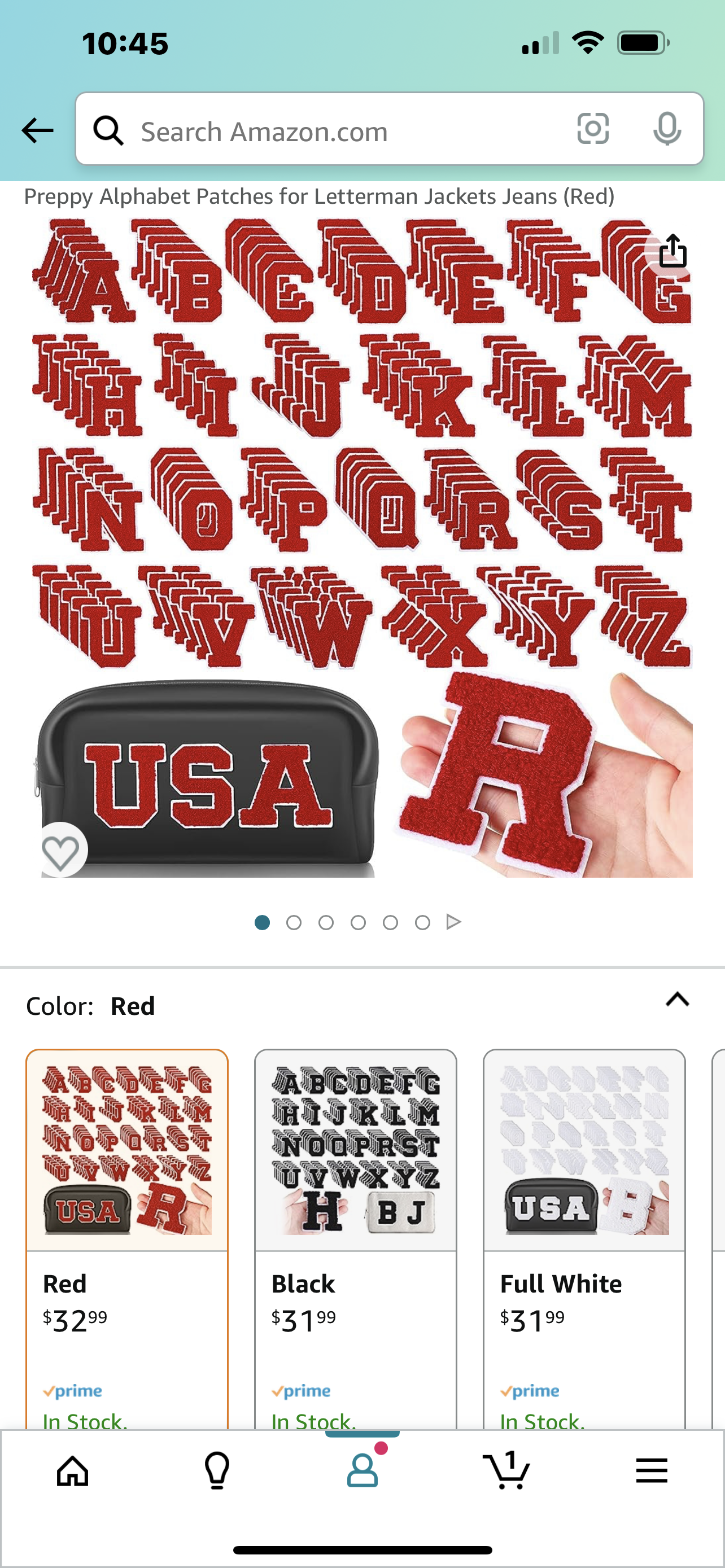 Red white iron patch letters