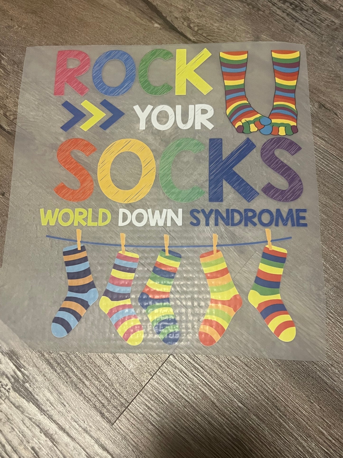 DTF transfer Rock your socks world Down syndrome