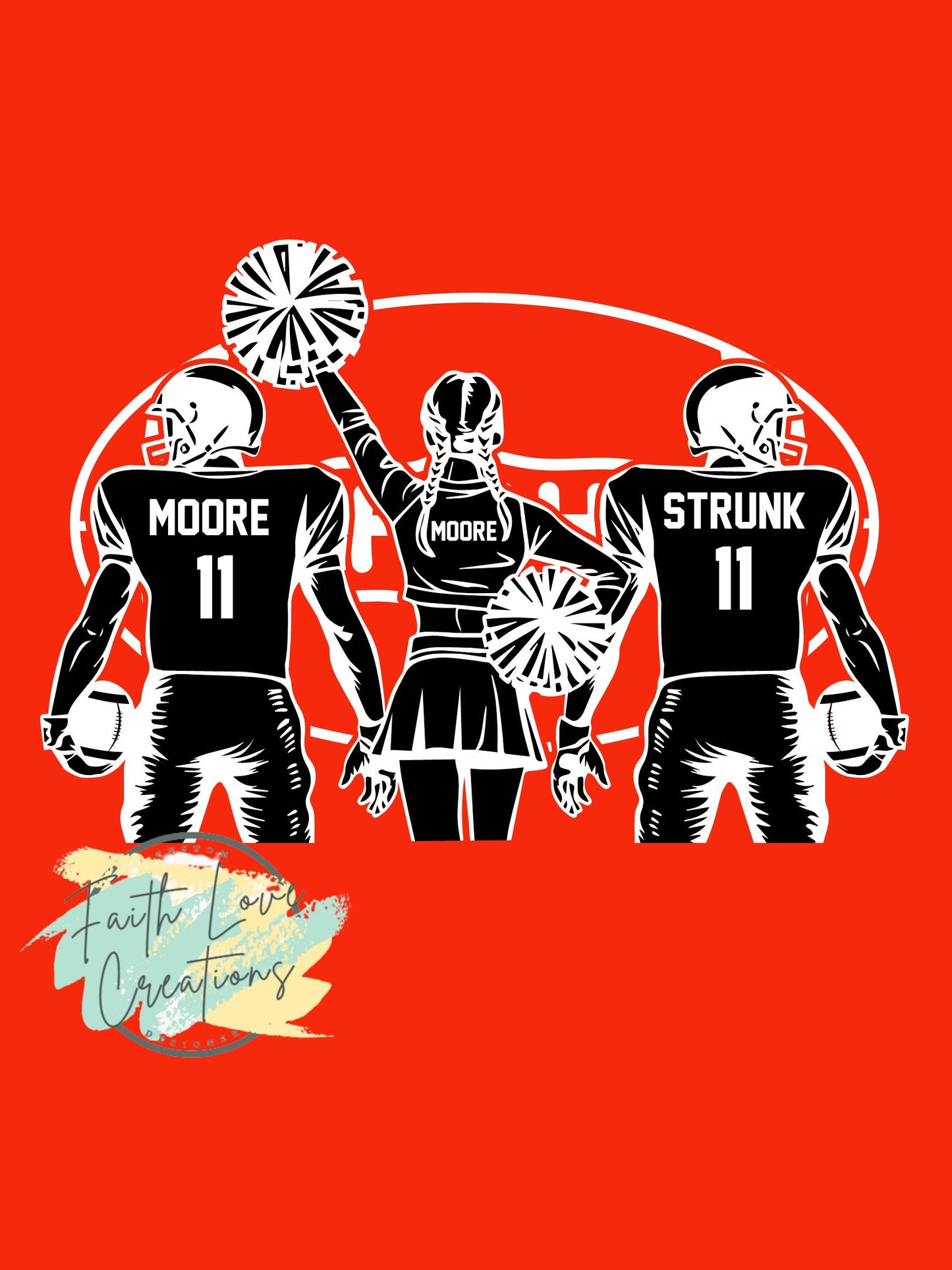 CUSTOM 2 PLAYERS 1 CHEERLEADER - front football mom