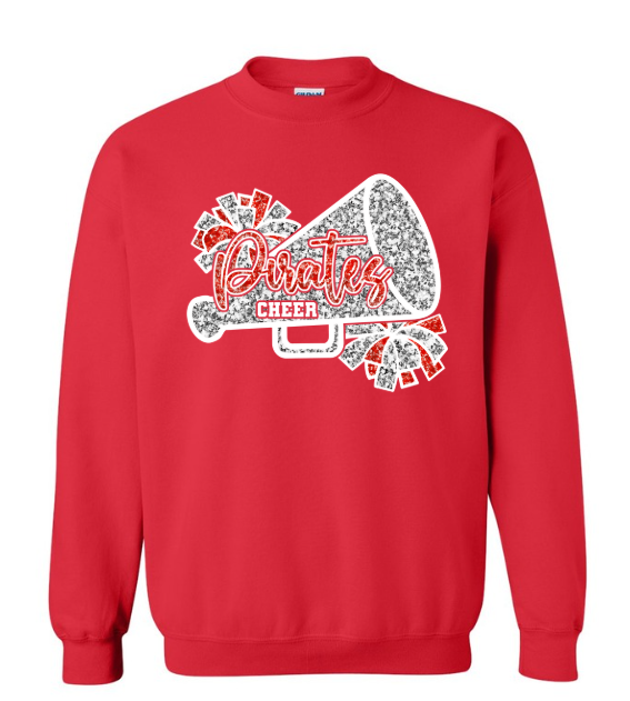 PIRATES CHEER PRINTED GLITTER SWEATSHIRT