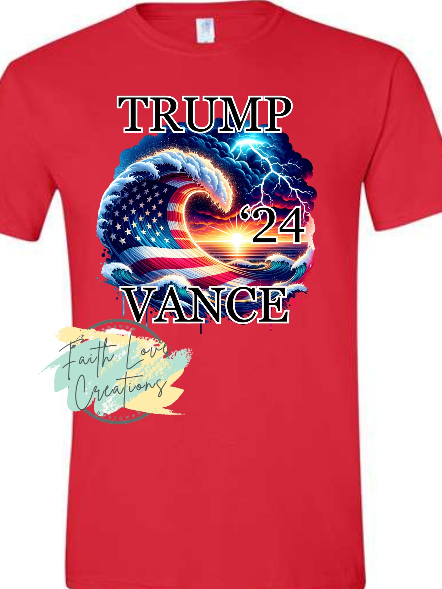 TRUMP VANCE AMERICAN FLAG WAVE SHIRT