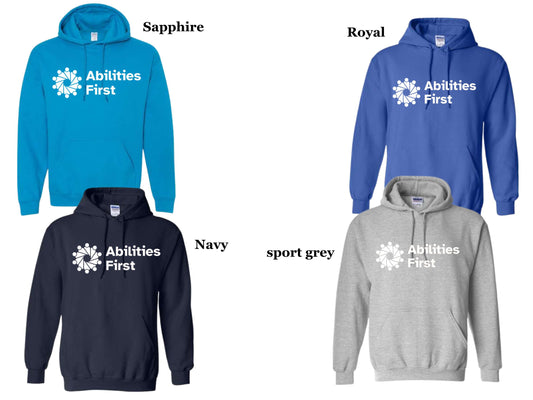 ABILITIES FIRST HOODIE WHITE LOGO