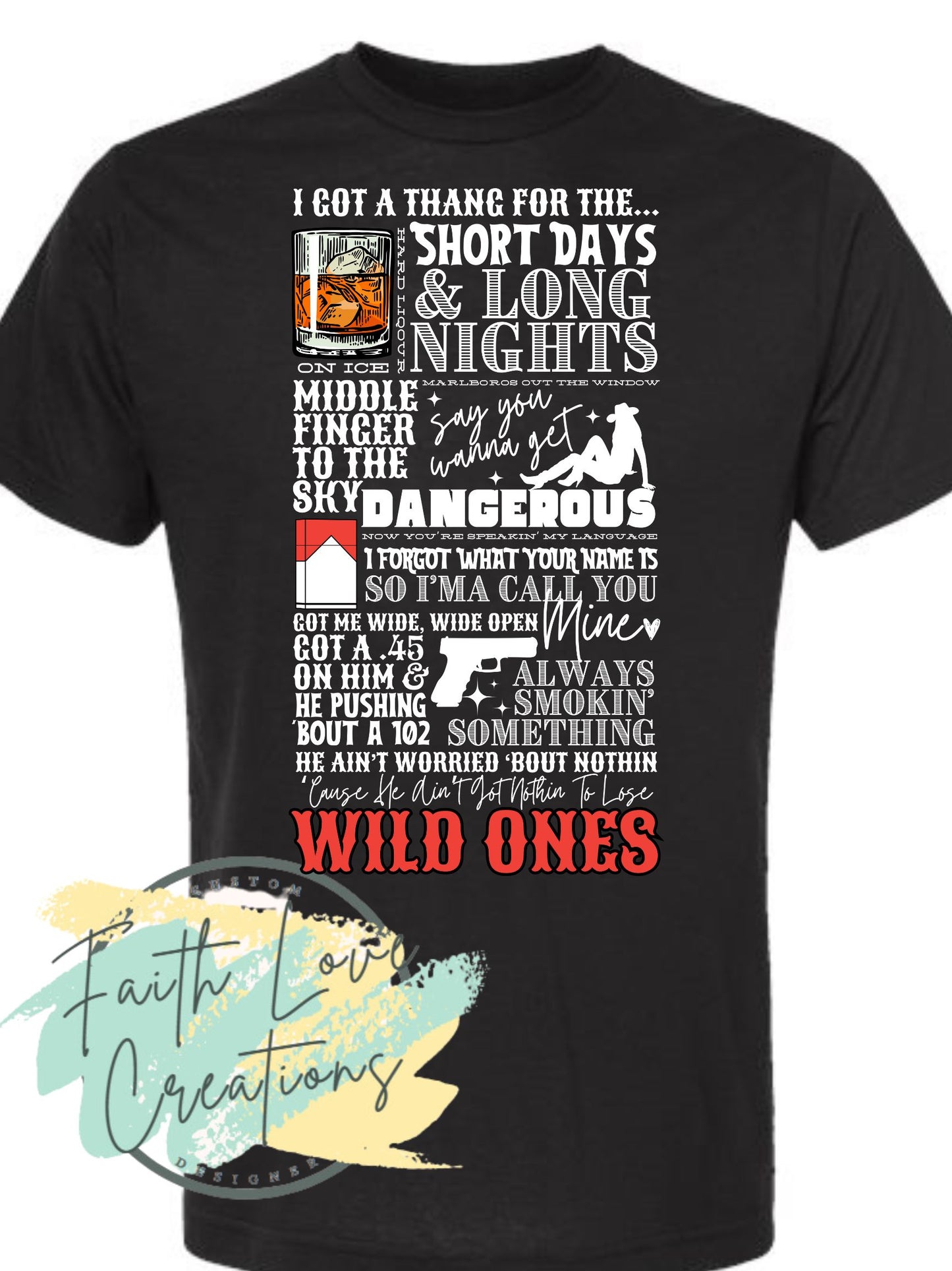 wild ones front and back black tee