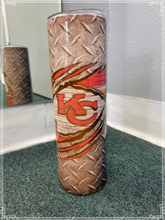 KC Chiefs tumbler tread plate w/arrow