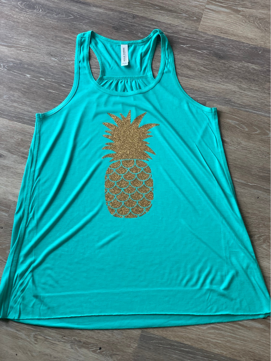 Flowy aqua pineapple tank top